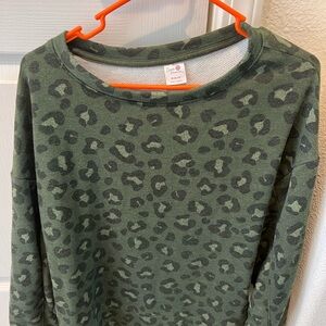 Secret Treasures Olive Leopard Print Sweatshirt